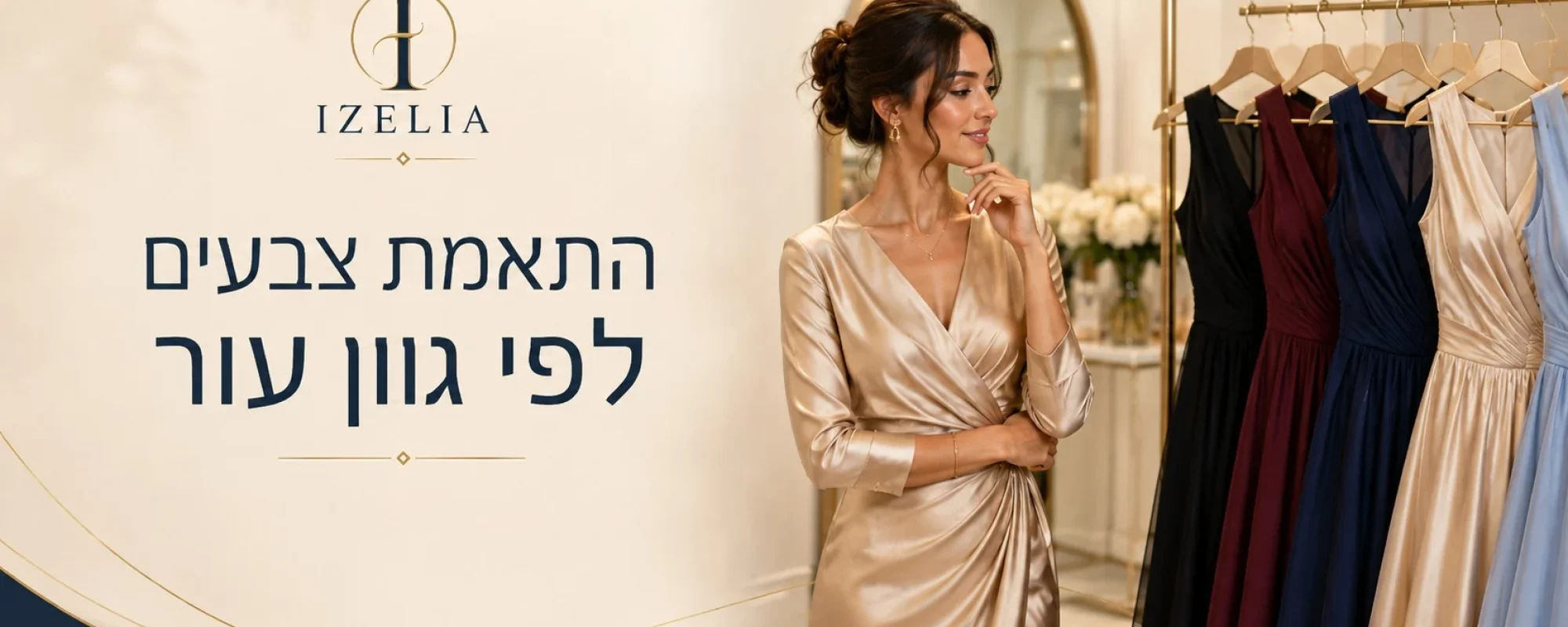 התאמת צבעי שמלות לפי גוון עור בבוטיק אופנה לנשים - IZELIA
